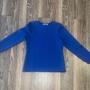 Blue Textured Long Sleeve Sweater